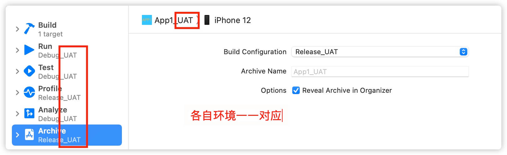 关联Scheme和Build configuration